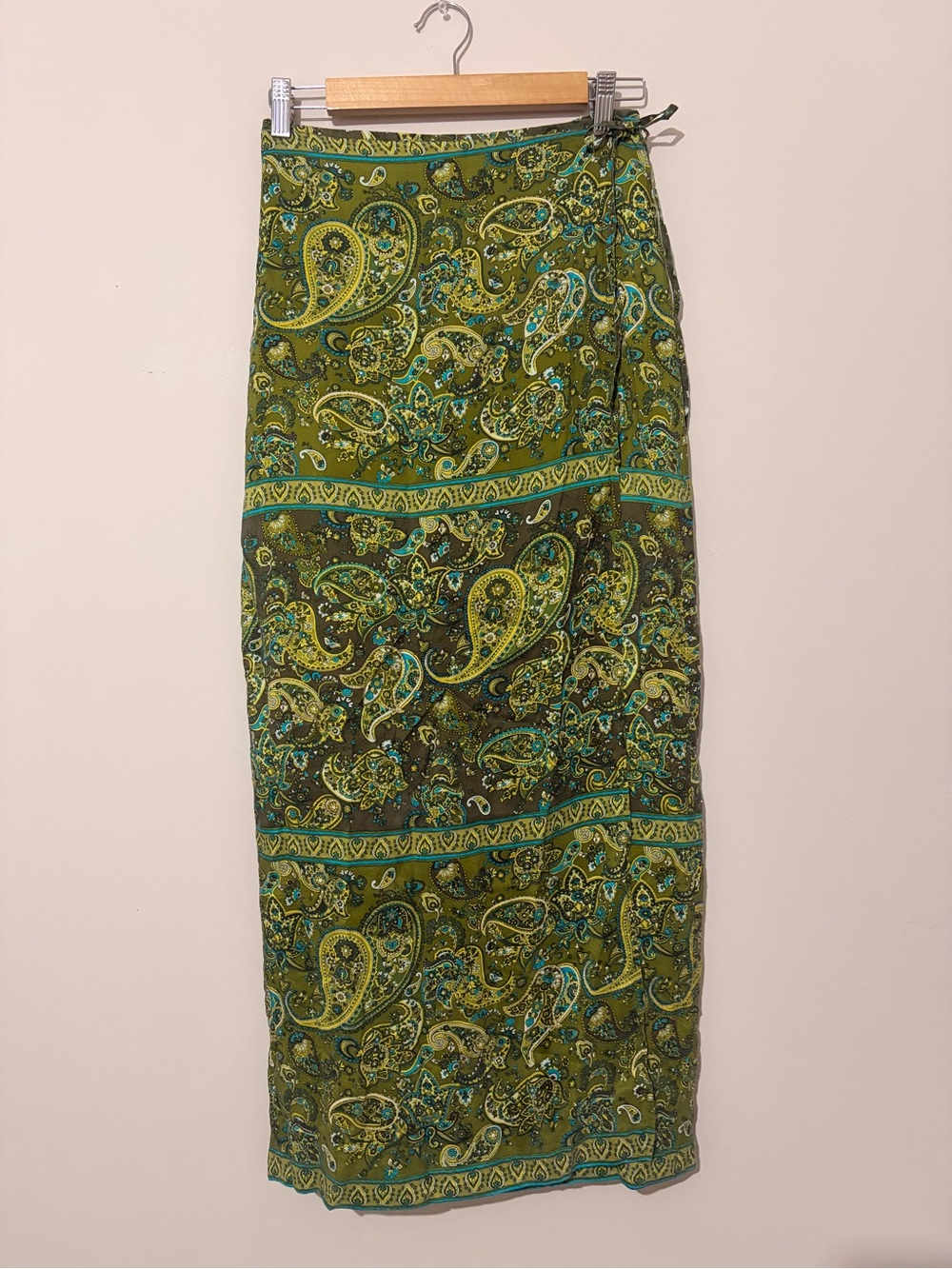 100% Silk Paisley Wrap Maxi Skirt - Express